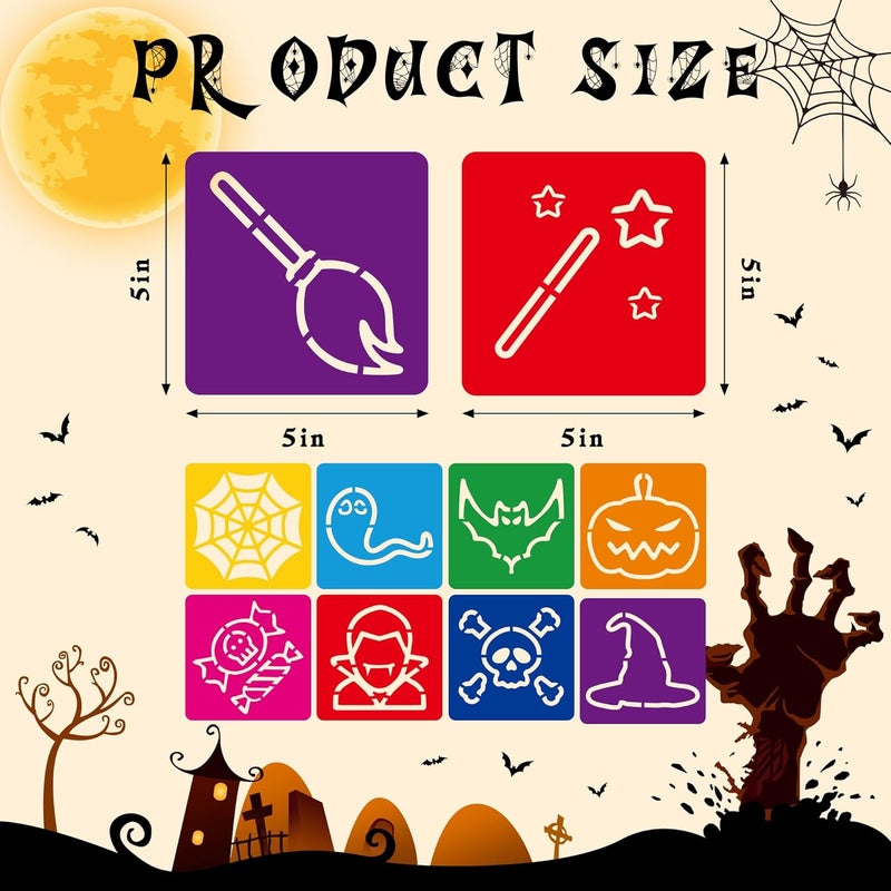 TMTECHJS 25 Pcs Halloween Stencils Holiday Stencil Sidewalk Chalk Stencils Halloween Stencil for Painting on Wood Walls Fabrics Window 5 Inches - Image 3